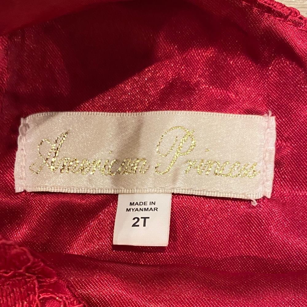American Princess 2T Red Lace Tulle Dress - Picture 2 of 8